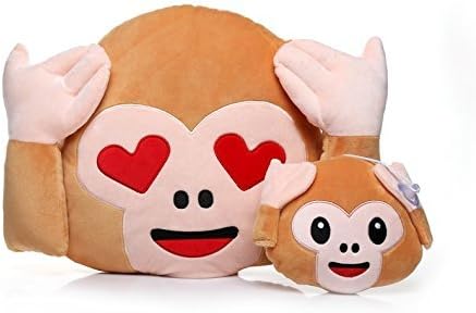 Ignislife Pair of Cute Emoji Pillows Monkeys Hears no Evil Plush Toys 14 x 14 Inch