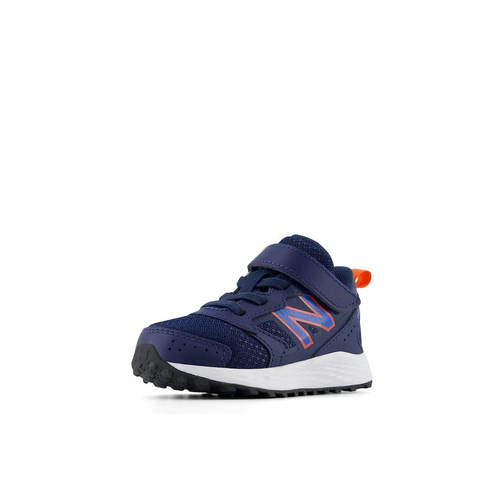 New Balance Baby Kids Fresh Foam 650 V1 Bungee Lace with Top Strap Running Shoe, Nb Navy/Blue Oasis/Team Orange, 2 Wide US Unisex Infant