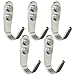 KES Wall Hook SUS 304 Stainless Steel J Hooks Bathroom Towel Hooks Bath Shower Hat Coat Metal Hooks 3mm-Thick Heavy Duty Multiple 5-Hook Pack Brushed Finish, A2062-P5