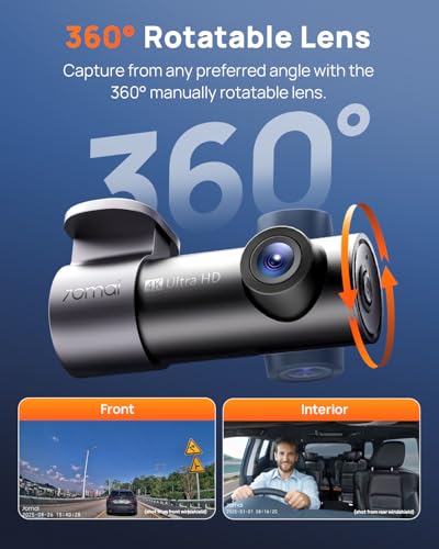 70mai 4K Front Dash Cam Built in WiFi, Smart Dash Camera for Cars, WDR, Night Vision, iOS/Android Mobile App, WDR, Night Vision, Loop Recording, Parking Monitor, Time-Lapse (M310 Plus 4K) (2160P)