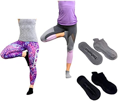 PRETMANNS Pilates Yoga Grip Socks – Non Slip Sticky Barre Yoga Socks for Women – 2 Pairs Medium – Fit Shoe Size 7-9