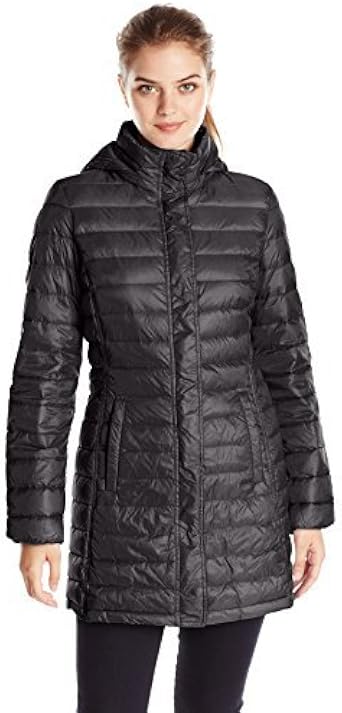 mid length packable down jacket