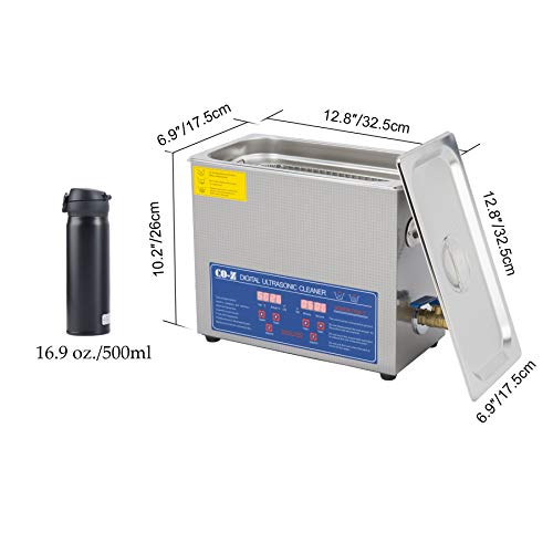 6L Ultrasonic Cleaner with Digital Timer & Heater, Professional Ultrasound Jewelry Cleaning Machine for Parts Denture Ring Watch - Thumbnail 2