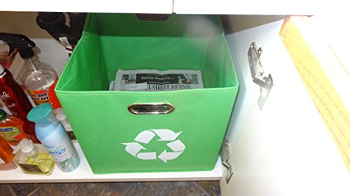 Alexi Ricci Green Folding Designer Recycle Bin 13x13 x 13 inch by ideal for recycling of Newspapers - Magazines office papers Great for Office- Under Kitchen Sink - Dorm Room - Under Desk- - Thumbnail 2