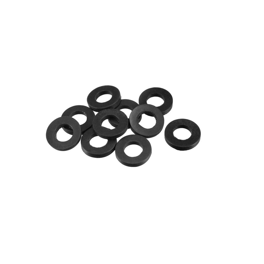 TOP-VIGOR 10Pcs Rubber Flat Washers, 19mm OD 10mm ID 3mm Thickness Heavy Duty Black Rubber Grommet Vibration Damping Pads Sealing Gasket Washers for Faucet Pipe Water Hose Fastener Bolt
