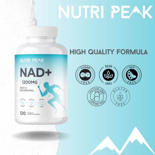 Max Strength NAD+ Supplement | 1200MG | 120 Capsules | Increase NAD Levels | Enhance Anti Aging Effects | Increase Energy Levels | Improve Sleep Quality | Vegan & Gluten Free