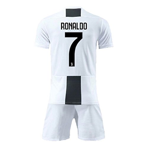 Bamerand Youth Ronaldo Jerseys Juventus # 7 Kid's(Boy's) Soccer Jersey 2018/2019 Home Shorts White