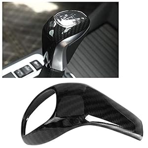 Auto Versnellingspookhoes Shifter Knop Carbon Fiber Stijl Car versnellingspookknop Head Cover Trim Frame Compatibel met…