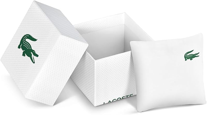 Relógio analógico de quartzo lacoste para homem ou mulher, com elegante pulseira de silicone com textura petit piqué