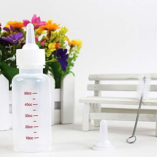 dxS8hhuo 50ml Dog Cat Puppy Milk Water Nursing Feeder Nipple Brush Pet Feeding Bottle