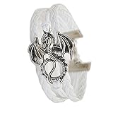 ACUNIONHandmade Dragon Daenerys Targaryen - Game of Thrones Charm for Friendship Gift - Fashion Personalized Leather Bracelet - White