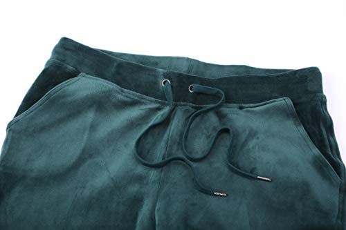 Dolcevida Women's Active Solid Velour Tracksuit Zip up Hoodie & Pullover Sweatshirts and Sweat Pant Sweatsuit (Green, M)