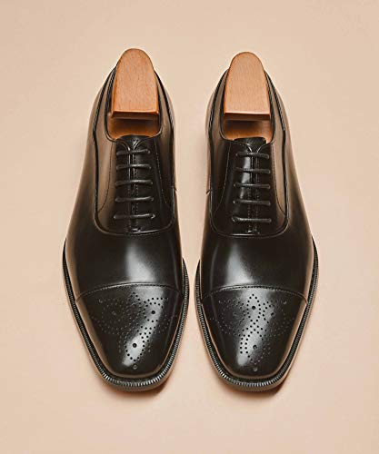 Latest Model Men Dress Shoes Formal Oxford Office Genuine Leather Shoes（10 Black） - Thumbnail 4