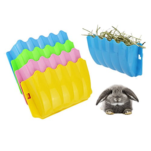 Blue Asyy 2 In 1 Hay Feeder Less Wasted Hay Rack Manger For Rabbit