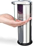 iCooker Soap Dispenser - Automatic Kitchen Hand Touchless Sensor Pump - Stainless Steel Sanitizer - Compact & Handheld -Best For Shower Kids - Wall Mounted - Chrome 250ml (8oz)
