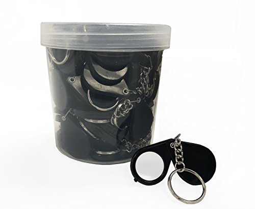72 Loupe Jar Assortment - Black Loupes with Keychain
