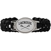 Infinity Collection Black Lacrosse Paracord Bracelet, Lacrosse Jewelry for Boys & Girls, LAX Stick Charm, Gifts for Players, Teams, and Fans, Lacrosse Accessories