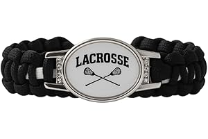 Infinity Collection Black Lacrosse Paracord Bracelet, Lacrosse Jewelry for Boys & Girls, LAX Stick Charm, Gifts for Players, Teams, and Fans, Lacrosse Accessories