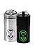 2 Ultra-Portable Stash Jars - Small Airtight Aluminum Smell-Proof Container with Handsome Butler Design for Men & Women - Screw Lid Lock Secures Medications, Herbs, Pills & More - Keychain Fob