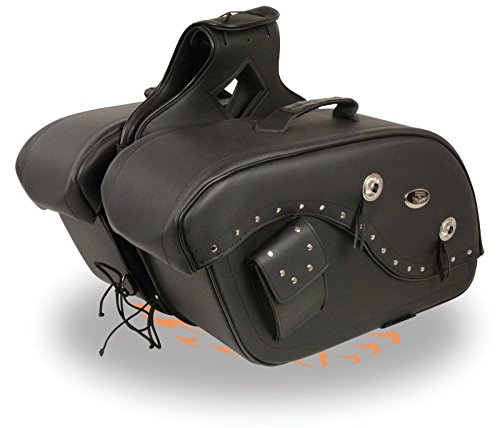 MOTORCYCLE LARGE TWO PIECE STUDDED PVC SADDLEBAG CRUISER STYLE