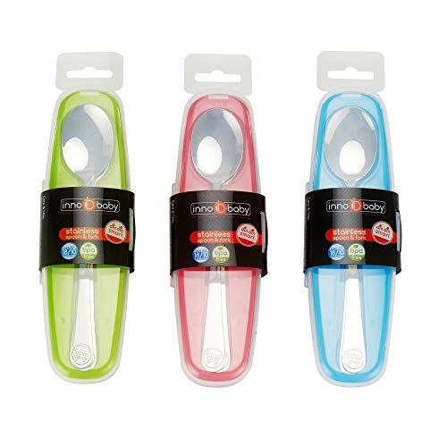 image for Innobaby Din Din Smart Stainless Steel Spoon and Fork with Carrying Ca