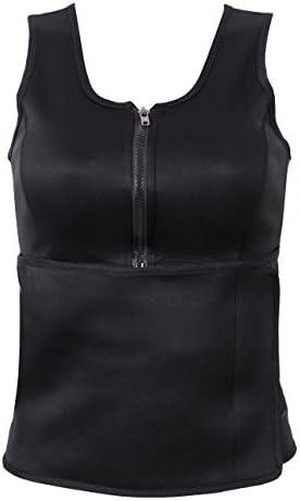 Women Sauna Suit Vest Waist Trainer Sweat Band and Vest Combined Waist Trimmer Vest with Adjustable Waist Trimmer Belt Shapewear for Women (L, Black)