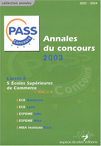 Annales du concours PASS 2003