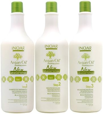 ARGAN OIL SYSTEM KEM3 - 3 BOTTLES KIT - INOAR BRAZILIAN KERATIN - PROGRESSIVE BRUSH - BRAZILIAN KERATIN STRAIGHTENING TREATMENT NO FORMOLYNE - WE DON'T SHIP TO CANADA DUE TO AMAZON RESTRICTIONS