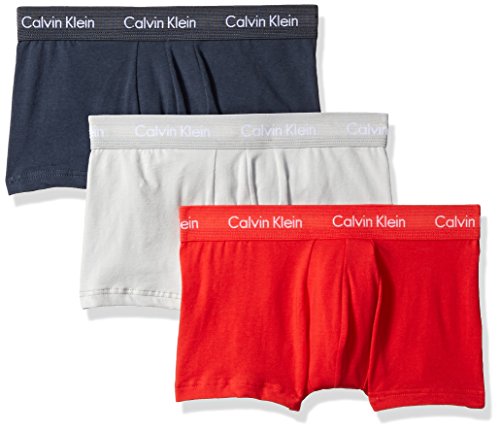 Calvin Klein Men's Cotton Stretch 3 Pack Low Rise Trunks, Robin/Windy/Mistral, Small