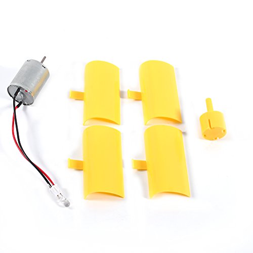 DC Motor - Dewin DIY Kit Small Motor, Vertical Wind Turbines, Blades Breeze Electricity Generator, Yellow - Thumbnail 5
