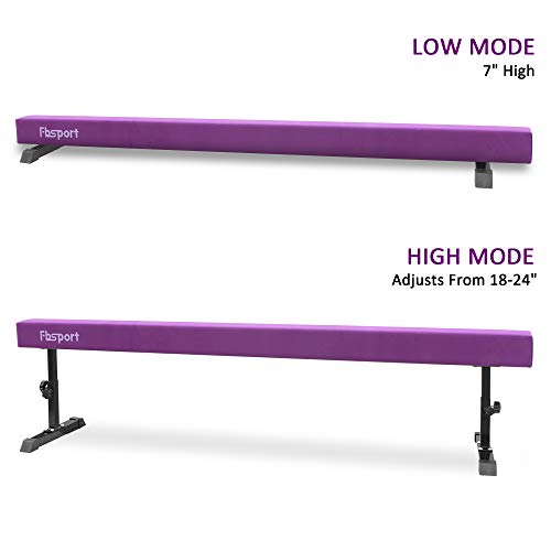 FBSPORT 8ft Adjustable Balance Beam High and Low Floor Beam Gymnastics