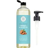 Sweet Almond Oil, Triple AAA+ Grade Quality, For Hair, For Skin and For Face, 100% Pure and Organic from Spain, Cold Pressed , 16 fl oz by Pure Body Naturals