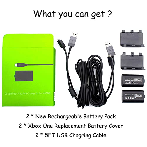 Xbox One Controller Battery Pack,1800mAh Rechargeable Battery (2 Pack