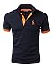 H2H Men's Fashion T-Shirt Cotton Solid Short-Sleeved Polo Shirt Navy US M/Asia XL (JDSK36)