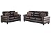 Poundex Bobkona Shelton Bonded Leather 2 Piece Sofa and Loveseat Set, Espresso