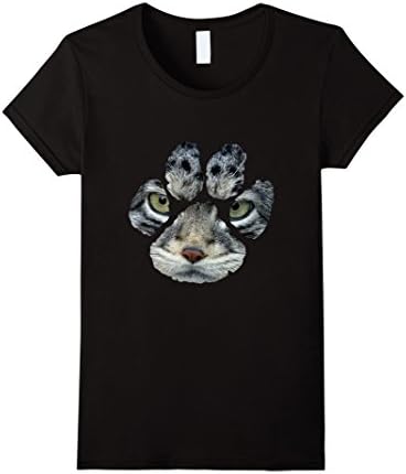 Women's Awesome Pallas Cat Paw Print T-Shirt - Mens &amp; Womens &amp; Kids Medium Black