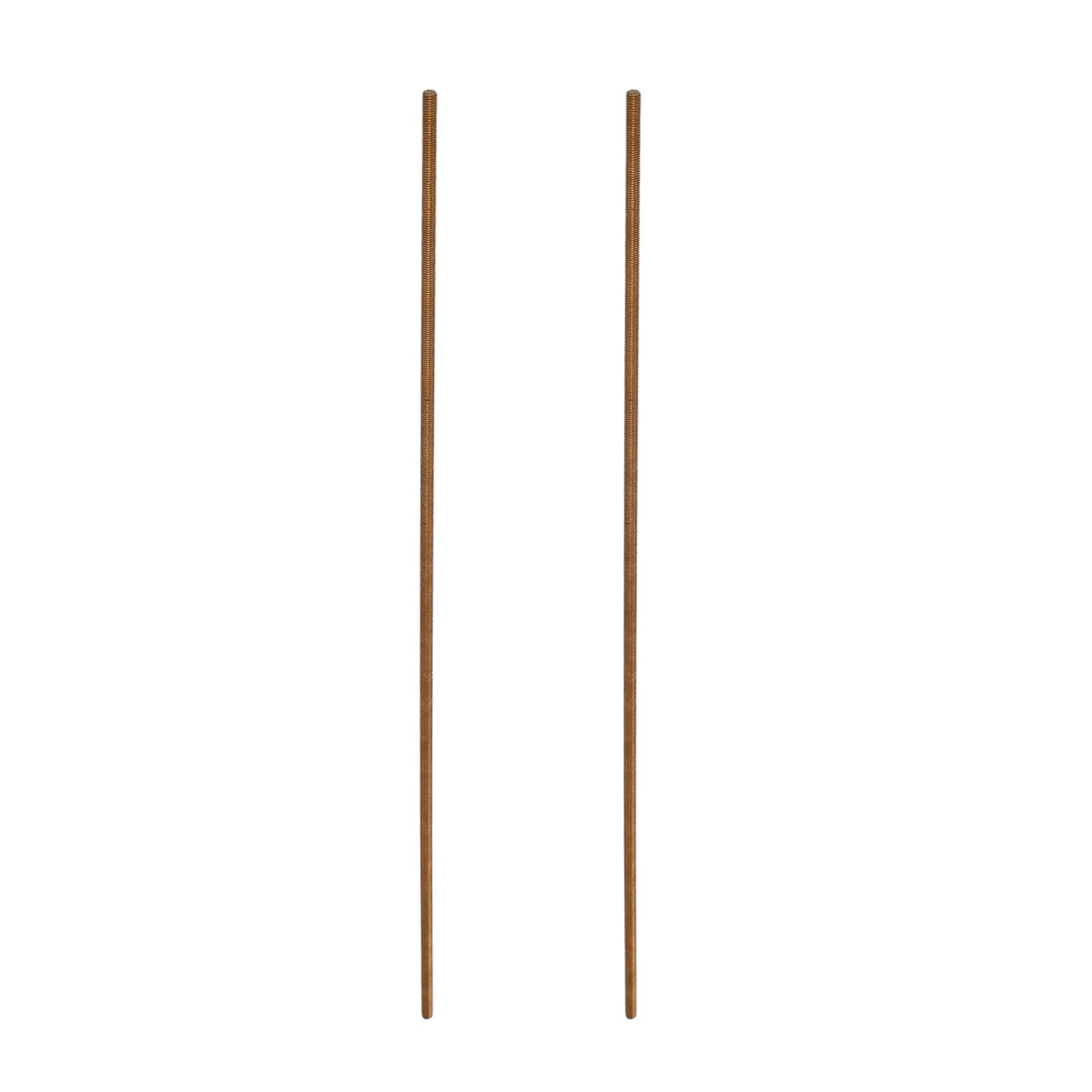 Rebower Fully Threaded Rod All Thread Brass Rod Bar Studs, [for Clamps and U-Bolts] - M2 x 250mm Male Threaded 0.4mm Pitch/Gold/2Pack