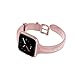 TOYOUTHS Leather Strap Compatible with Fitbit Versa Bands Women Men Slim Genuine Leather Wristbands Replacement for Versa Lite Edition Accessorie (Blush Pink + Rose Gold Buckle)