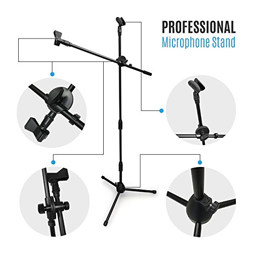Black Tripod Boom Microphone Stand - Convenient, Portable, and Adjustable Mic Stand, Tree New Bee TNB-MIC04