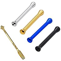 5 Pack Mini Snuff Snorter Straws Tube Portable Stainless Steel Sniffer Snorter Nasal Dispenser Bullet and Mini Snuff Metal Medicine Spoon for Sniffer Snuff Powder Shovel