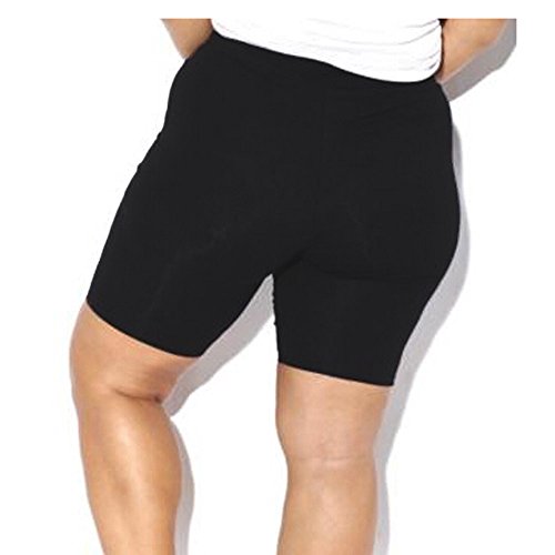 FarJing Women Fashion High Elasticity Solid Color Leggings Gym Active Pants Cycling Shorts(S,Black)