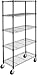 AmazonBasics 5-Shelf Shelving Storage Unit on 4'' Wheel Casters, Metal Organizer Wire Rack, Black (30L x 14W x 64.75H) primary