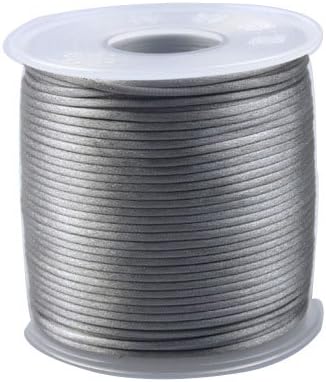 YUANXIA 2 Pack Mandala Crafts 50M 1.5mm Satin Nylon Chinese Knot Rattail Macramé Beading Knotting Sewing Cord (Gray)