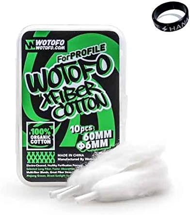 Amazon Wotofo Xfiber Organic Cotton 6mm 10本入り ウォトフォ エックスファイバー オーガニック コットン Vape Hana オリジナルband付き 電子タバコ Vape Vape Hana アトマイザー