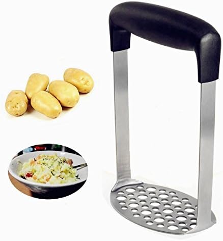 Stainless Steel Potato Masher, Food Grade Sweet Potato Ricer, Kitchen Utensils for Smooth Mashed Potatoes, Cauliflower, Vegetables and Fruits with Ergonomic Horizontal Handle