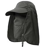 YINGEE Outdoor Fishing Hat, 360 ° UV Sunscreen Sun Hat Removable Neck And Mask Cap, Solar Protection UPF 50+ Outdoor Garden, Fishing Outdoor Activities