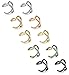 LOYALLOOK 10Pcs Stainless Steel 16 Gauge Cross X Ear Cuff Cartilage earrings Fake Conch Piercing for Mens Womens