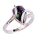 Emsione 925 Sterling Silver Plated Created Tear Drop Rainbow Topaz Womens Ring