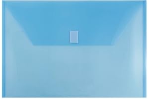JAM PAPER Plastic Envelopes with Hook & Loop Closure - Legal Booklet - 247.6 x 368.3 mm (9 3/4" x 14 1/2") - Blue - 12/Pack