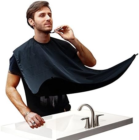 Beard Bib Apron For Hair clipping, Beard Apron for Facial Hair catcher, Perfect Barbers Apron with Beard Comb Styling and Shaping Tool Template. Style your Beard Mess Free